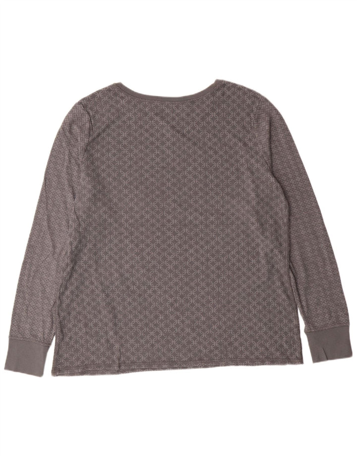 Eddie Bauer Top pentru femei cu mânecă lungă UK 20 2XL bumbac geometric gri
