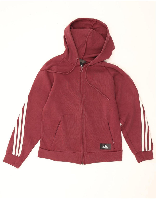 Pulover Adidas pentru femei cu fermoar, UK 4/6 XS, bumbac burgundy