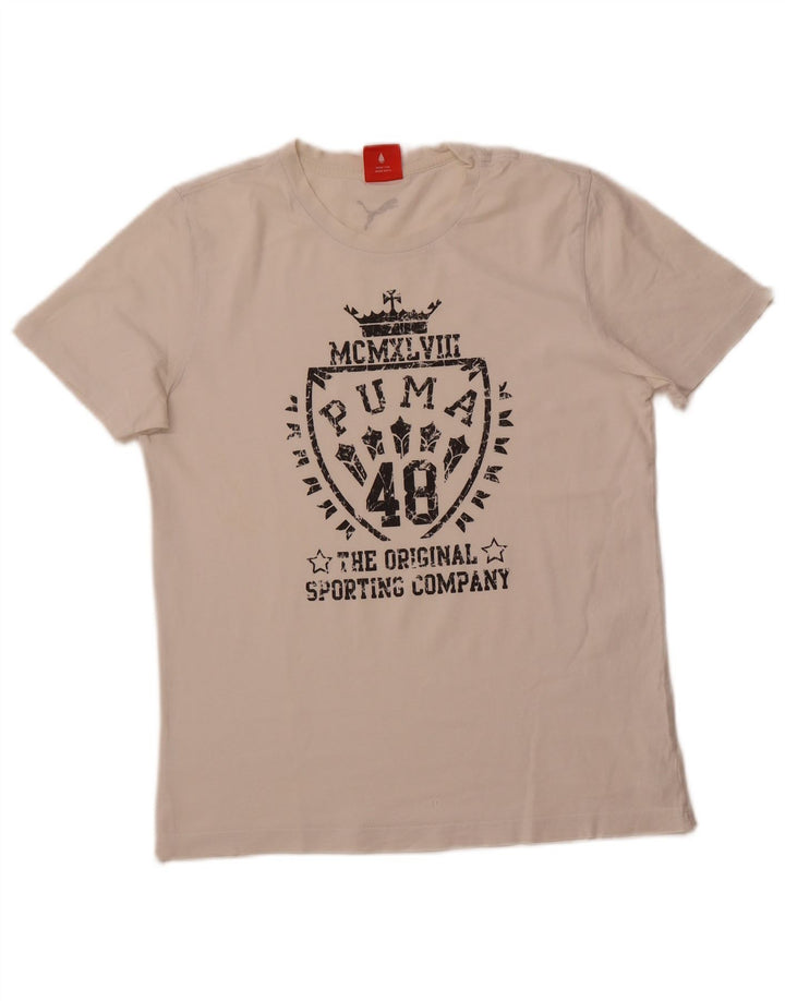 Tricou grafic PUMA pentru bărbați Top mic din bumbac alb