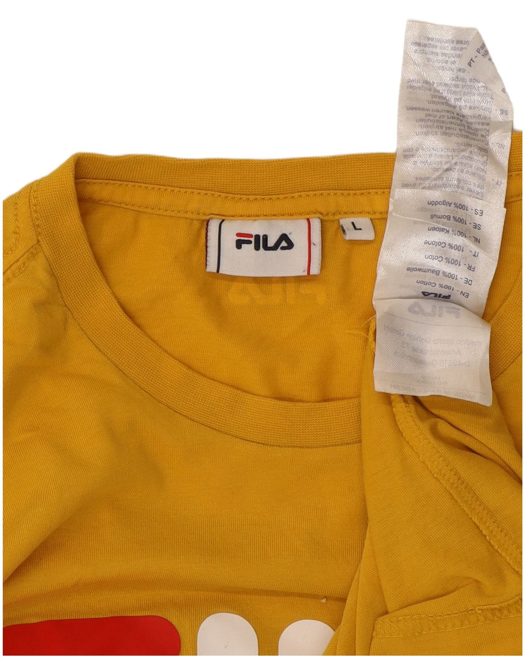 Tricou grafic Fila pentru bărbați Top mare din bumbac galben