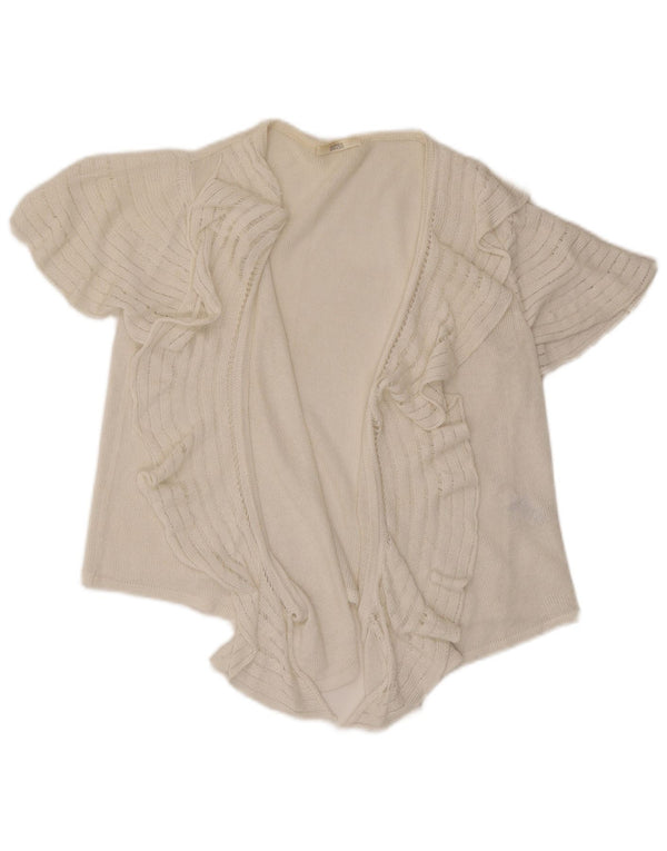 Top cardigan deschis pentru femei Marks & Spencer, cu volane în față, UK 16, mare, alb