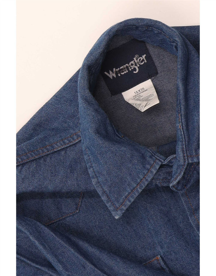 Cămașă Western denim pentru bărbați Wrangler Mărimea 15, bumbac albastru mediu