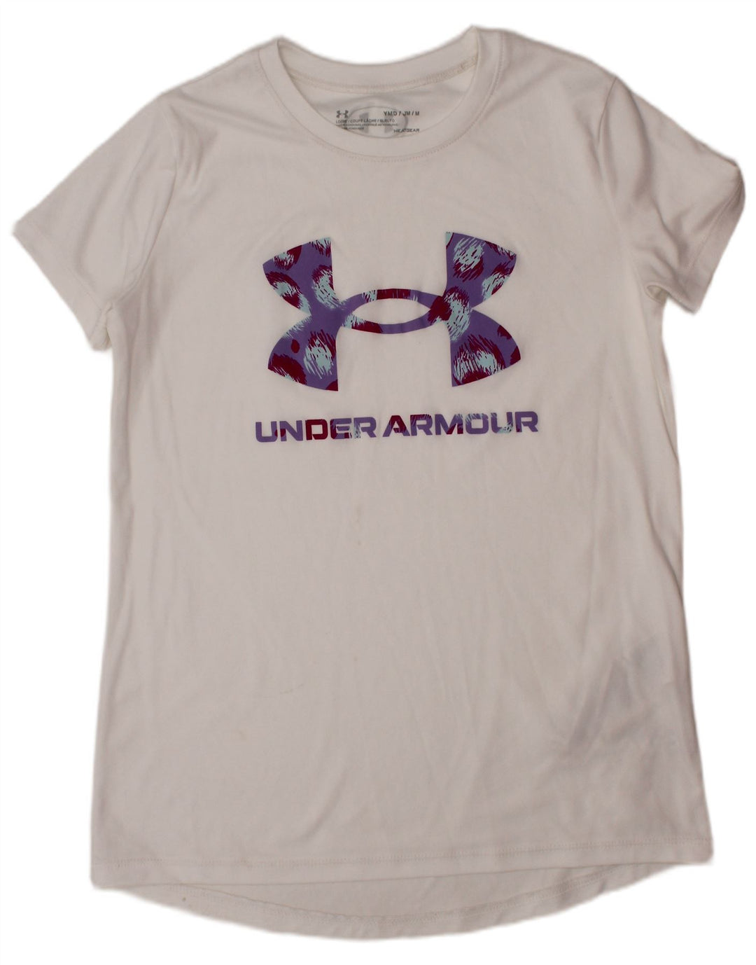 UNDER ARMOUR Fete Heat Gear Tricou grafic Top 9-10 Ani Mediu Alb