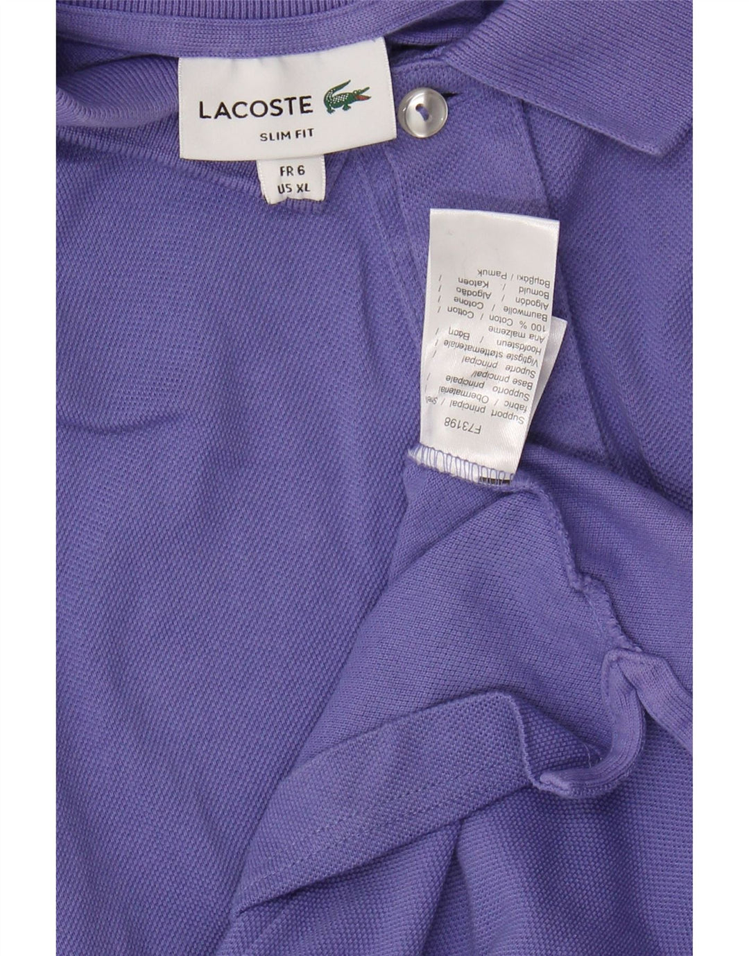 Tricou polo pentru bărbați LACOSTE Slim Fit Mărimea 6 XL Bumbac violet