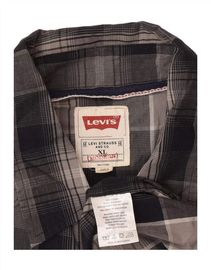 Cămașă pentru bărbați Levi's XL, bumbac cu carouri gri