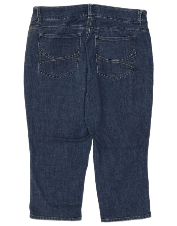 Blugi Capri pentru femei cu talie medie Lee US 12 Large W34 L20 Blue Bumbac