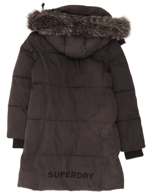 Palton supradimensionat cu glugă Superdry pentru femei UK 10, poliester, gri mic