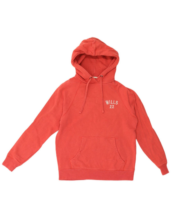 Jack Wills Pulover cu glugă cu grafic pentru femei UK 8 Bumbac roșu mic