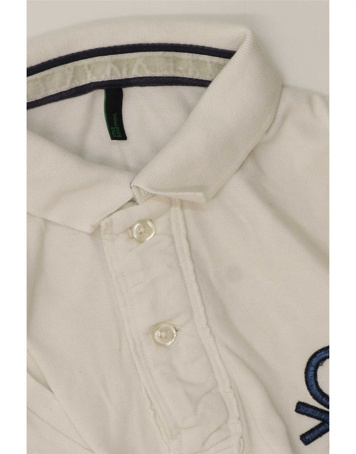 Tricou polo Benetton pentru bărbați, alb mediu