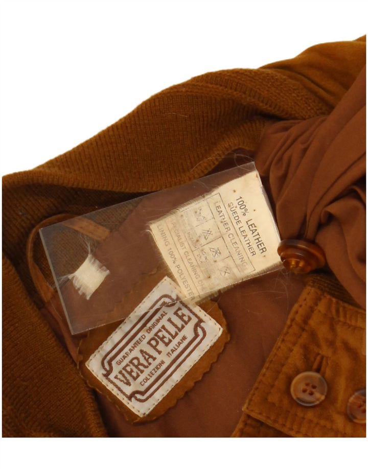 Bomber vintage pentru bărbați din piele intoarsa UK 42 XL din piele maro