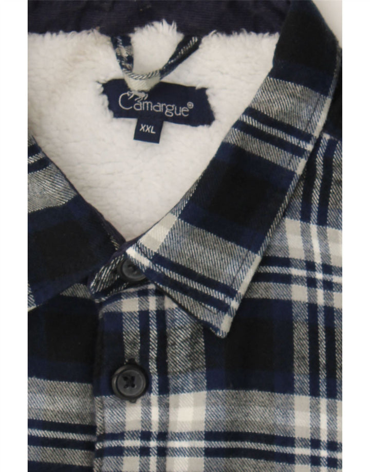 CAMARGUE Mens Lumberjack Flannel Shirt 2XL Navy Blue Check Polyester Vintage Camargue and Second-Hand Camargue from Messina Hembry 