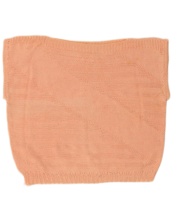 VINTAGE Womens Oversized Crop Vest Tank Top UK 14 Medium Orange