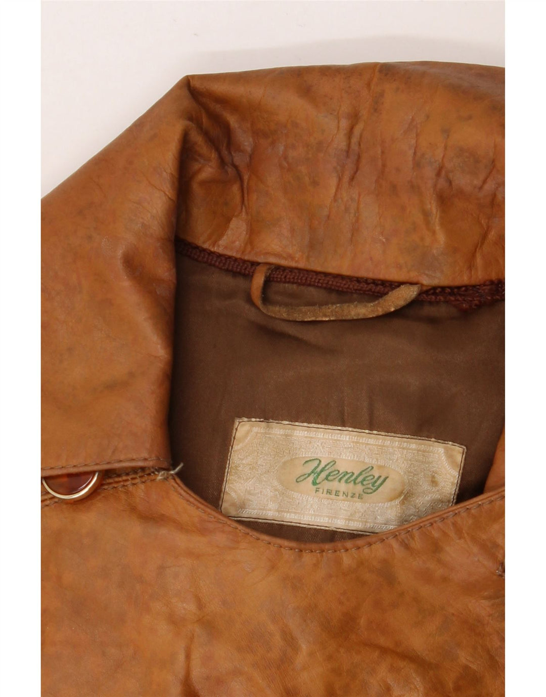 Palton din piele vintage pentru femei UK 10 mic maro