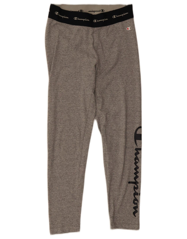 Leggings cu grafic pentru femei Champion UK 8 mic, gri, bumbac color bloc