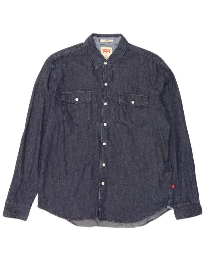 Cămașă Levi's pentru bărbați, cu ajustare standard, din denim, bumbac mediu albastru bleumarin