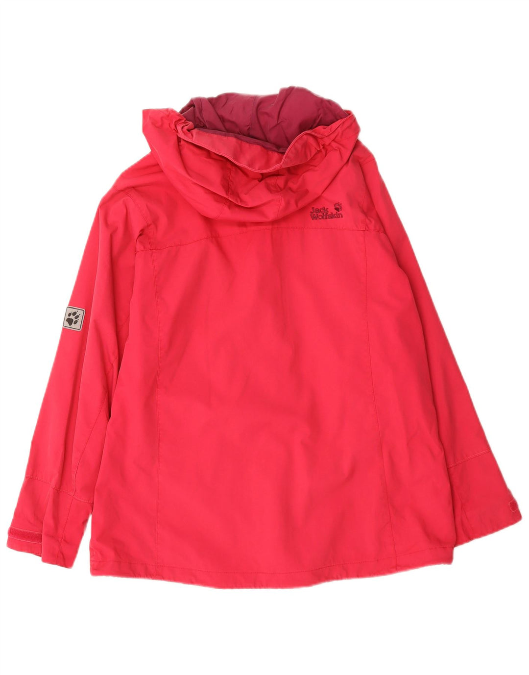 Jack Wolfskin Jachetă de ploaie cu glugă pentru femei UK 16 Poliamidă roșie mare