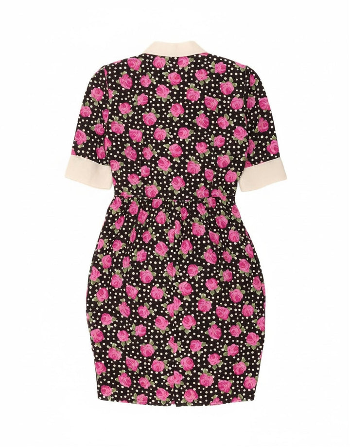 Rochie de damă vintage bodycon IT 46 Poliester floral negru mare