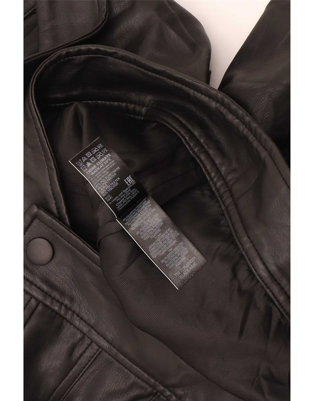 Geacă bomber din piele artificială pentru femei Marks & Spencer UK 12 Medium Black