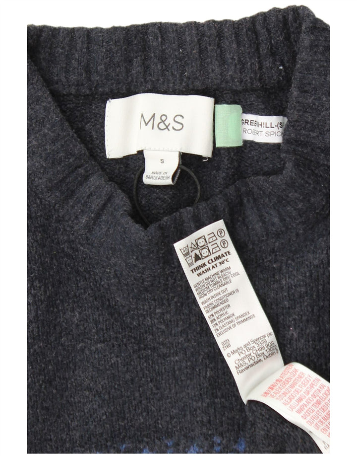 Marks & Spencer Pulover cu gât roșu pentru băieți 13-14 ani, mic, gri