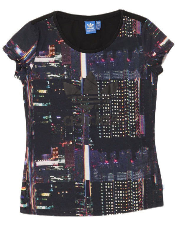 Tricou grafic ADIDAS pentru femei Top UK 10 Small Blue Geometric