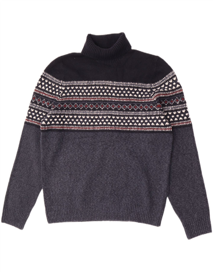 Pulover pentru bărbați Marks & Spencer cu gât rulat XL bleumarin geometric