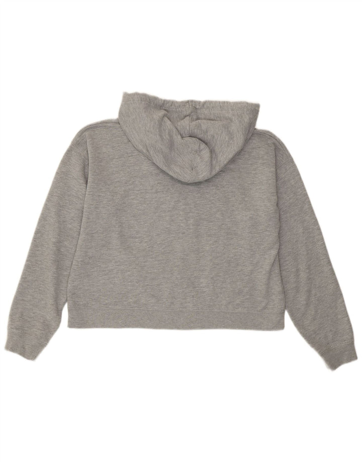 JACK WILLS Jumper crop cu glugă pentru femei UK 12 Bumbac gri mediu