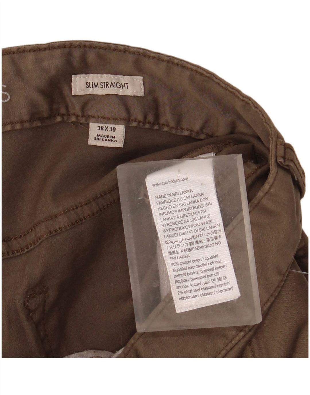 CALVIN KLEIN Pantaloni casual slim drepti pentru bărbați W38 L30 bumbac bej