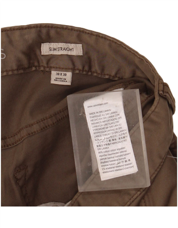 CALVIN KLEIN Pantaloni casual slim drepti pentru bărbați W38 L30 bumbac bej