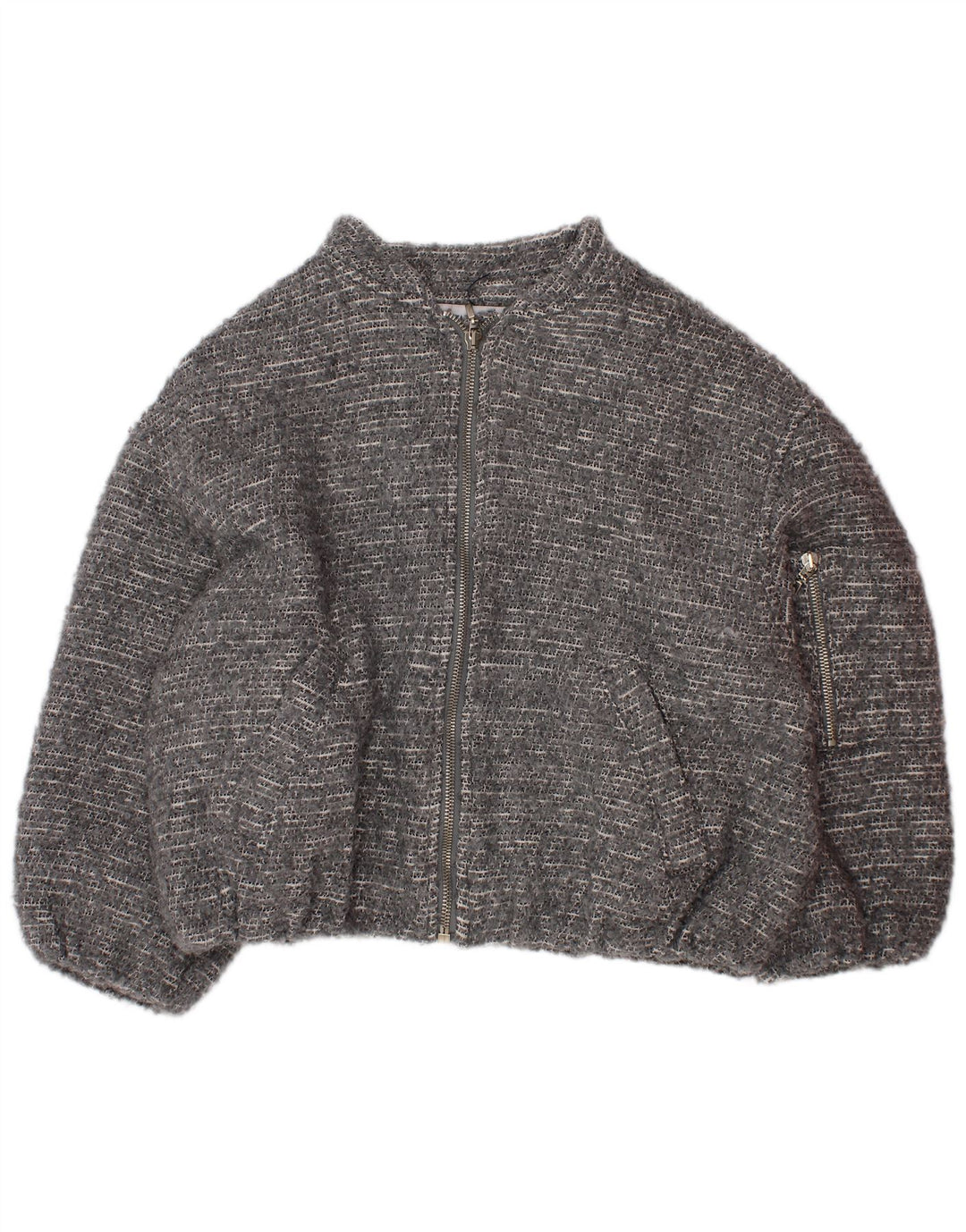 Jachetă Bomber Crop pentru fete ZARA 8-9 ani, bumbac cu pete gri