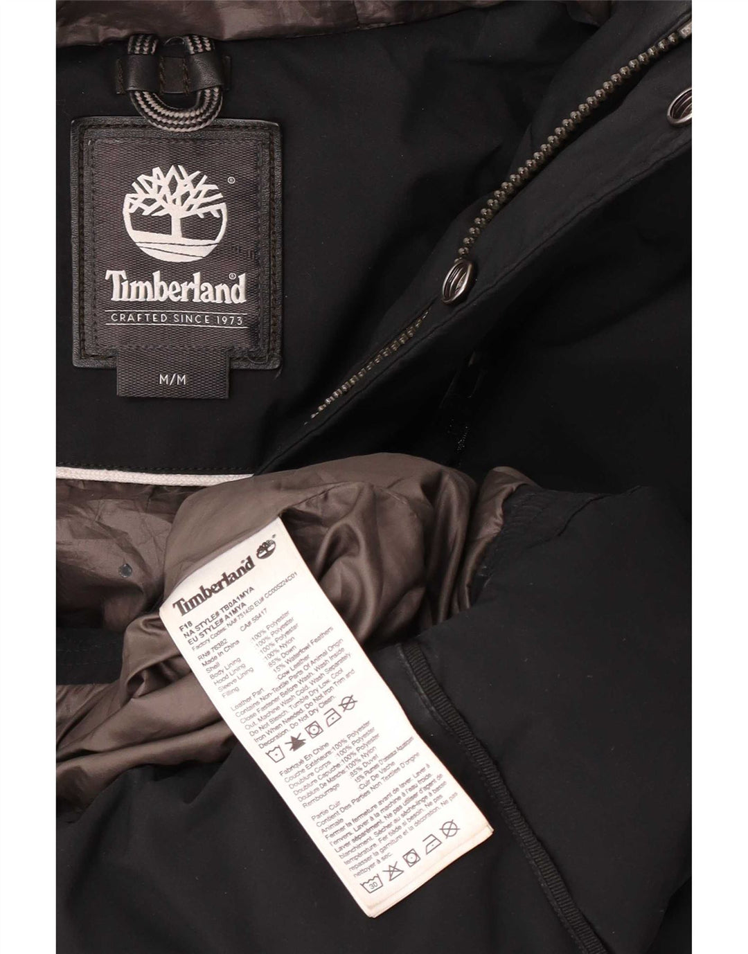 Jachetă căptușită cu glugă pentru bărbați Timberland UK 38 Poliester mediu negru