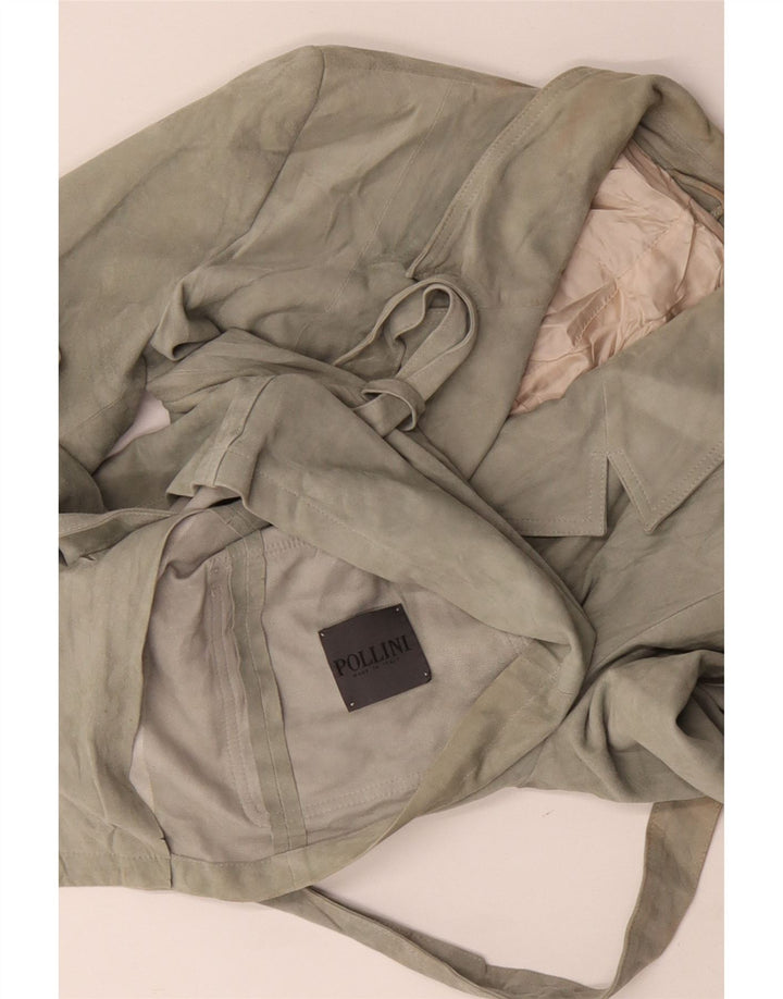 Jachetă Pollini pentru femei de căprioară cu 3 nasturi, UK 14, verde mediu