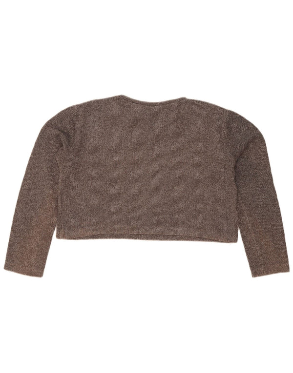 Crop Top pentru femei Zara cu mânecă lungă UK 14, bumbac gri mediu