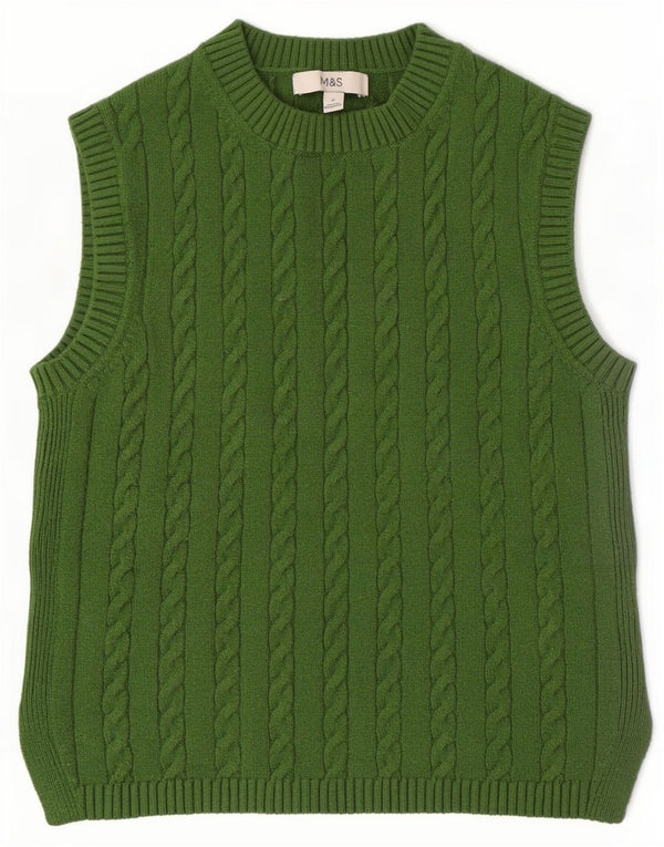 Marks & Spencer Womens Vest Tank Top UK 10 Poliester verde mic