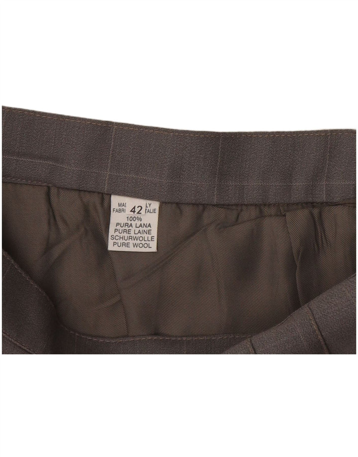 Fusta mini plisată vintage pentru femei IT 42 Medium W28 Lână cu carouri gri