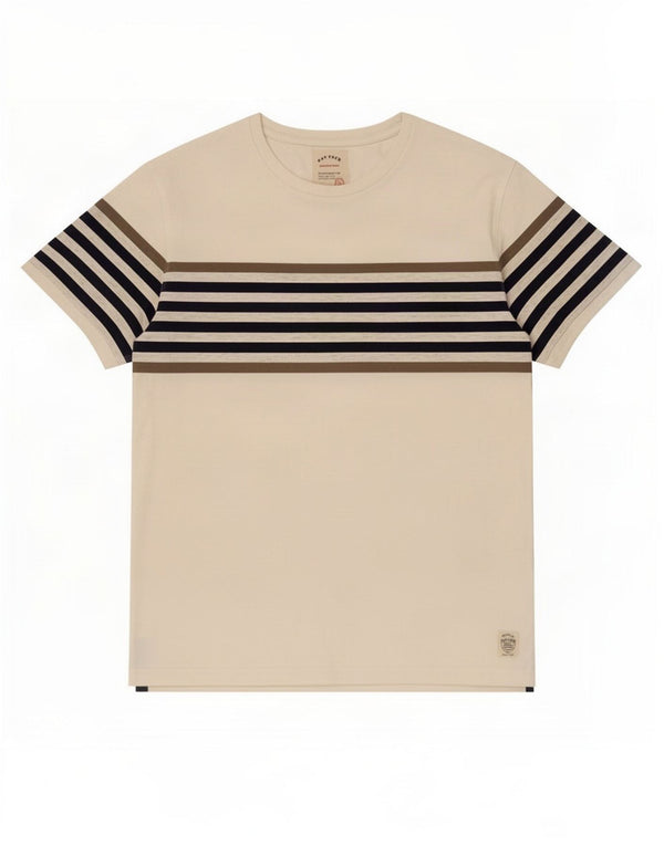 Fat Face Bărbați Tricou Top Mediu Alb Cu dungi Bumbac