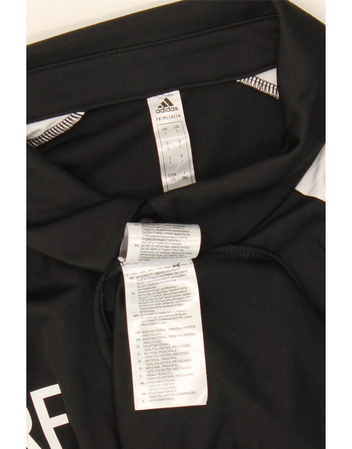 Tricou polo cu grafic pentru bărbați Adidas, mare, negru, poliester bloc de culoare