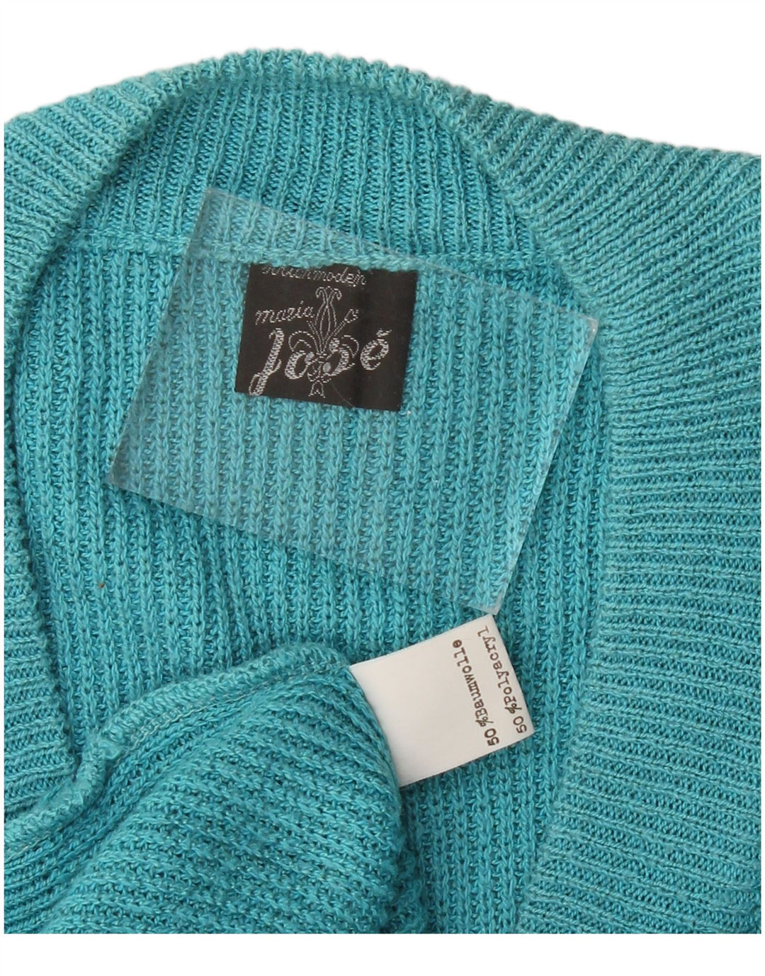 VINTAGE Womens Short Sleeve V-Neck Jumper Sweater IT 42 Medium Turquoise Vintage Vintage and Second-Hand Vintage from Messina Hembry 
