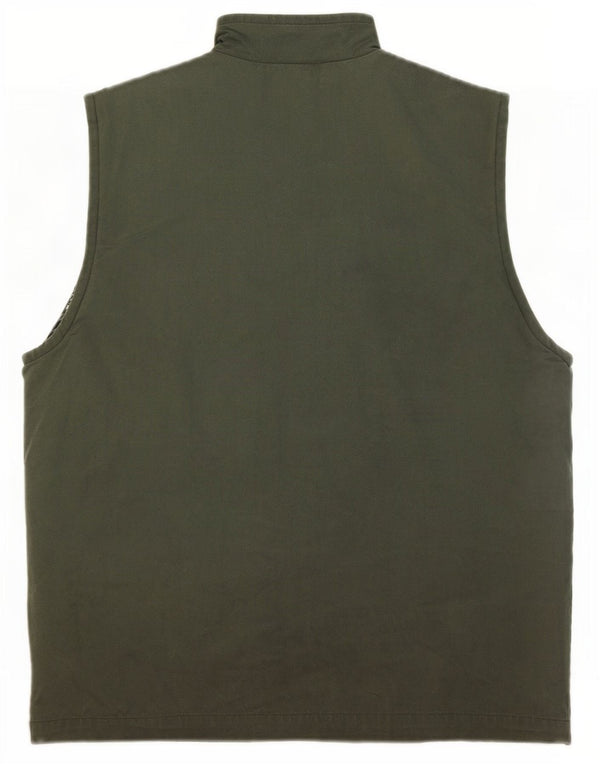 Vintage Mens Utility Gilet UK 38 Medium Khaki Cotton