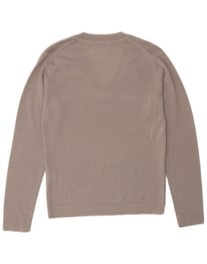 CALVIN KLEIN Pulover de golf cu decolteu în V pentru femei UK 10 mic bej lână