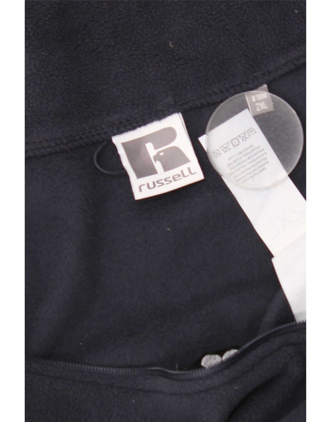 Jachetă din lână cu grafică pentru bărbați Russell Athletic UK 44 2XL Poliester bleumarin
