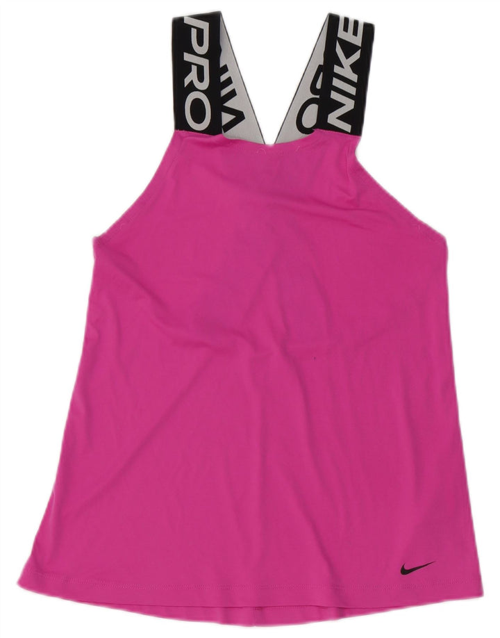 Top cu vestă grafică Nike Dri Fit pentru femei UK 10 mic, roz, poliester color bloc