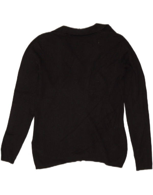 Marks & Spencer Pulover cu gât polo pentru femei UK 12 Medium Black Viscose