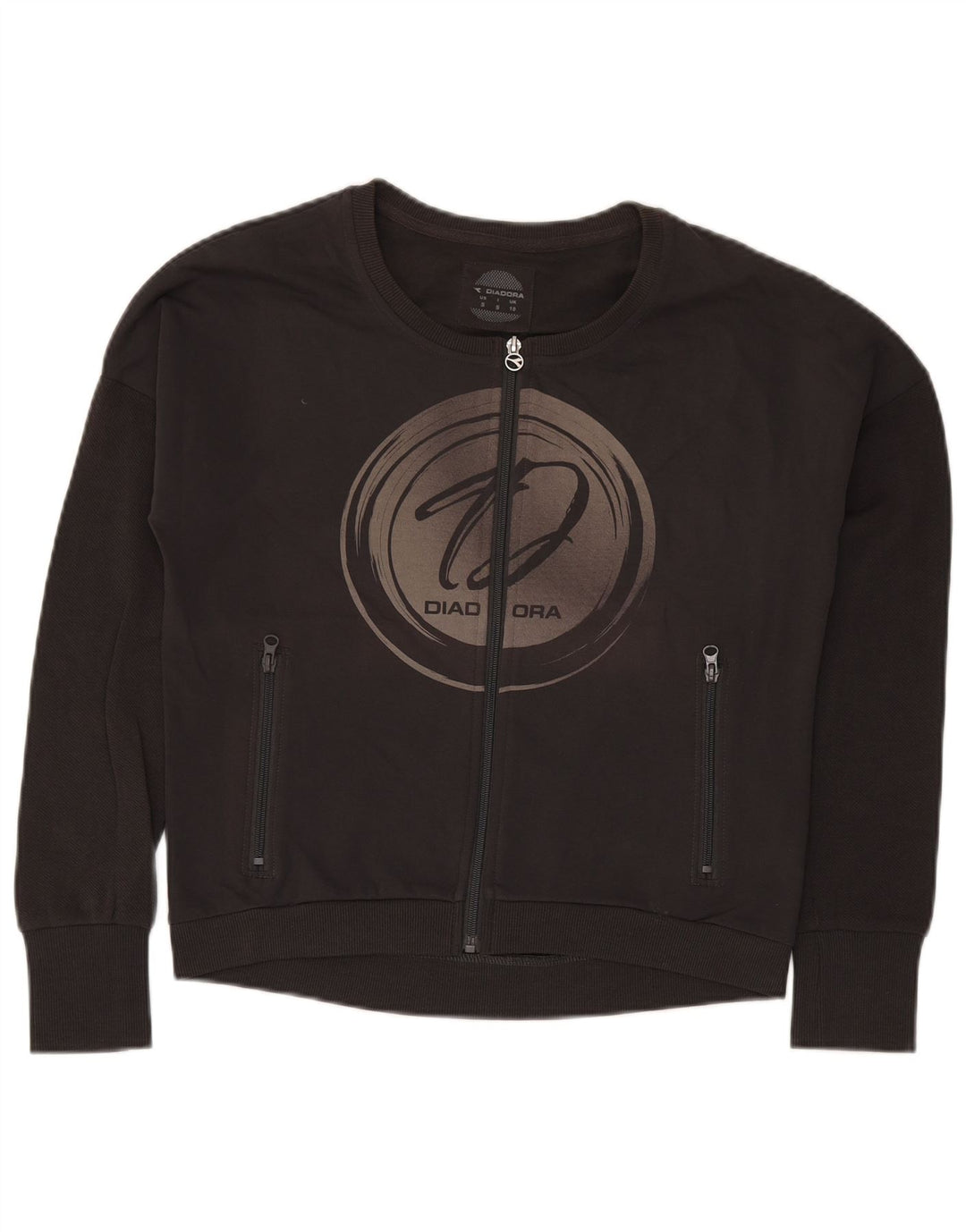Jachetă de top pentru trening grafic supradimensionată pentru femei Diadora UK 10 Small Black