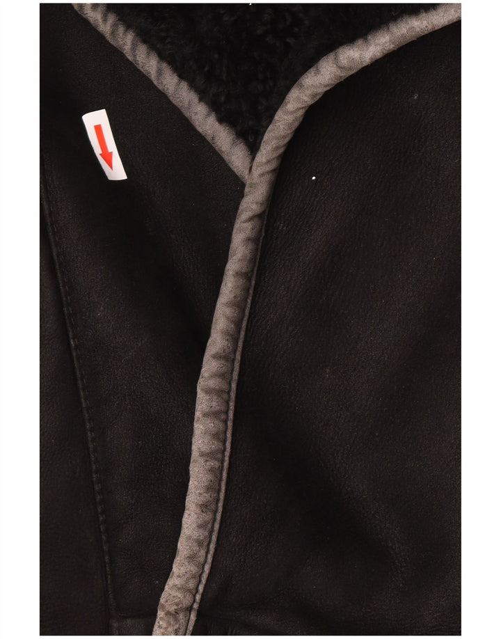 Jachetă vintage pentru bărbați din shearling IT 50 mare, neagră