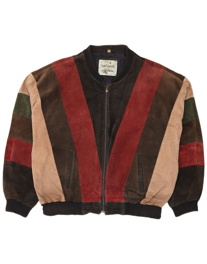 Jachetă bomber din piele intoarsa pentru bărbați Euro Mode IT 52/54 XL, multicoloră