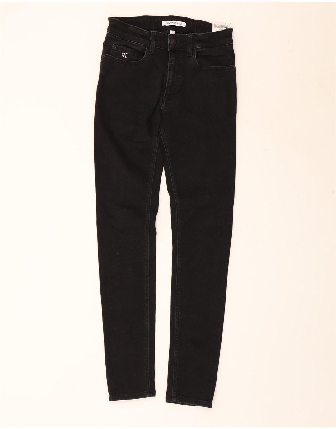 CALVIN KLEIN Blugi skinny pentru baieti 13-14 ani W26 L29 bumbac negru