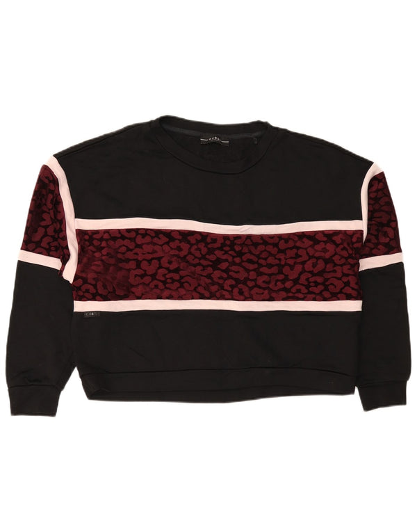 Pulover supradimensionat pentru femei Guess UK 14 Medium Black Animal Print