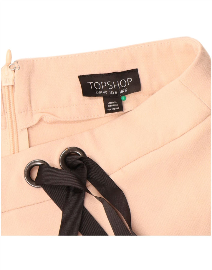 Fusta mini Topshop pentru femei UK 12 Medium W30 Bej Poliester