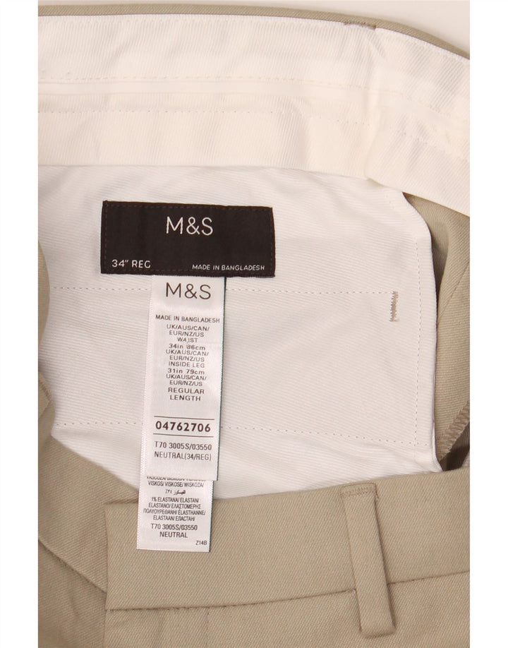 Pantaloni chino slim pentru bărbați Marks & Spencer L34 L31 poliester bej