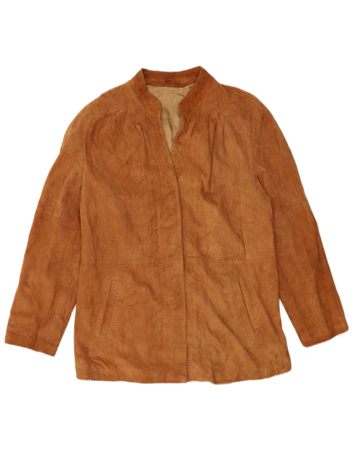 Jacheta de piele intoarsa pentru femei VINTAGE UK 14, maro mediu, piele